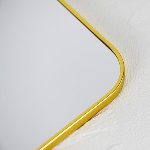Small Arched Wall Mirror with Plastic Frame Arched Bathroom Mirror (Gold, 15.75" L x 9.25" W) - size: 15.8"L x 9.3"W