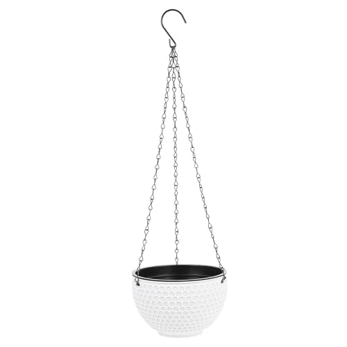 Hemoton 6.5 Inch Hanging Planter with Honeycomb Rattan Design Plastic Flower Pot for Indoor Outdoor Garden Balcony with Drainage Hole
