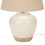 Nourison Home 20" Two-Tone White and Tan Glossy Ceramic Table Lamp, Bedside Nightstand Lamp with Warm Beige Shade for Bedroom, Living Room, Entryway - color: White/Tan