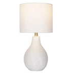 Catalina Lighting Ceramic Table Lamp for Office, Living Room, Dorm or Bedroom, Smart Home Compatible, Bulb Not Included, 18", White