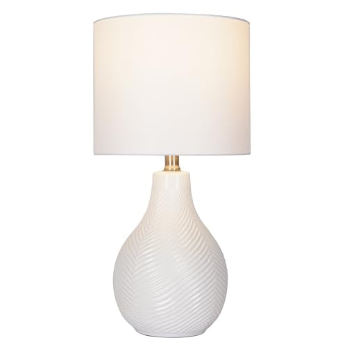 Catalina Lighting Ceramic Table Lamp for Office, Living Room, Dorm or Bedroom, Smart Home Compatible, Bulb Not Included, 18", White