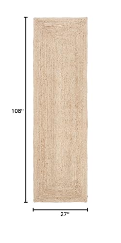 SAFAVIEH Cape Cod Collection Runner Rug - 2'3" x 9', Natural Brown, Handmade Braided Flat Weave Jute (CAP252A) - size: 2'3" x 9' (Runner)