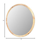 Round Wood Mirror,36 inch Circle Wooden Natural Large Farmhouse Vanity Boho Decor Wall Mirror for Bathroom Bedroom Living Room Hallway - size: 36"L x 36"W