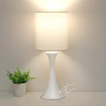 Modern Table Lamps, 3 Way Touch Control Table Lamp, Dimmable Desk Lamp, White Nightstand Lamp with Fabric Shade, Small Bedside Lamp for Living Room, Dorm,Home Office, LED Bulb Included - color: White Base with White Shade