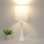 Modern Table Lamps, 3 Way Touch Control Table Lamp, Dimmable Desk Lamp, White Nightstand Lamp with Fabric Shade, Small Bedside Lamp for Living Room, Dorm,Home Office, LED Bulb Included - color: White Base with White Shade