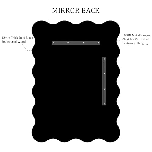 Kelly Miller 30x40 Inch Gold Scalloped Mirror, Large Rectangular Wavy Edge Bathroom Vanity Wall Mirror Decorative for Bedroom Living Room Entryway Fireplace Mantle - size: 40"L x 29.2"W
