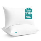 Oubonun 12 x 20 Throw Pillow Inserts - Soft, Plush & Decorative Down Alternative Pillows for Couch Sofa Bed, Machine Washable - White, Pack of 2 - size: 12x20 Inch (Pack of 2)