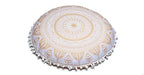 ICC Large Boho Ottoman Cover Pillowcase for Couch Floor Pillows & Cushion Covers Decorative Bohemian Hippie Mandala Pouf Pillow Cover Seating Meditation Cushion Cover (Gold Trishol, 32" Round) - size: 32" x 32" (Pack of 1), style: Gold Trishol