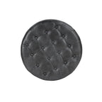 HomePop 25" Button Tufted Round Storage Ottoman - Gray Faux Leather - color: Grey