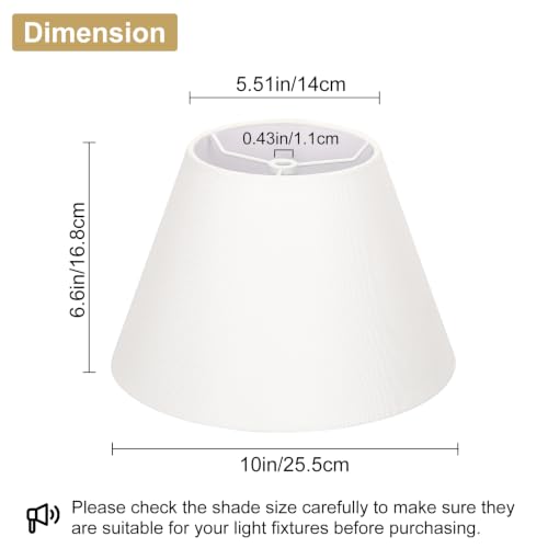 Small Lamp Shades Set of 2, 5.5" Top x 10" Bottom x 6.6" High, Small White Lamp Shades for Table Lamps, Fabric Lampshade Replacement for Bedside Lamp, Wall Sconces, Spider, Clip on Adapters Included - color: White