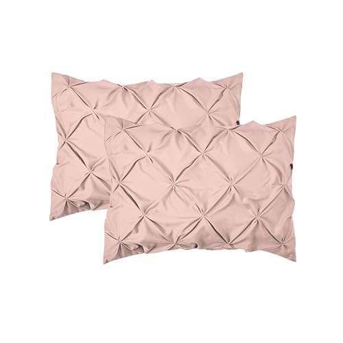 Elegant Comfort 2-Pack Sham Set Pinch Pleat Design, 1500 Premium Hotel Quality Microfiber, Stylish Design-Easy Care, Wrinkle and Stain Resistant, 2-Piece Sham Set, Pleated Standard/Queen, Light Pink - color: Light Pink, size: 26" x 20" (Pack of 2)