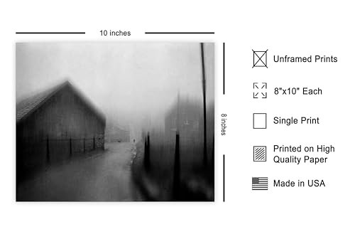 Monem Art Walking Down a Foggy Road Print - A New False Reality Poster - Landscape Art - Monochrome Office or Living Room Decor - 8x10 Unframed Wall Art by Adam Dauria - color: Style-05, size: 8"L x 10"W