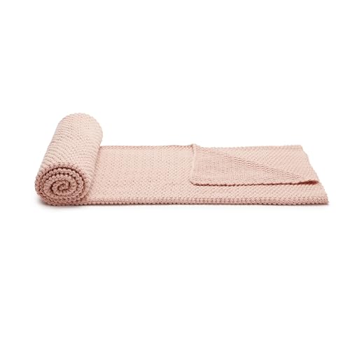 Amazon Basics Chunky Cable Knit Throw Blanket for Couch, Sofa, Bed, Lightweight Soft Cozy, 50" x 60", Dusty Rose - color: Dusty Rose, style: Knitted