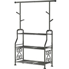 GIOTORENT Plant Stand Indoor, 3-Tier Heavy Duty Metal Shelf for Patio & Indoor, Tall Plant Holds 14+ Plants with 5 Hooks, Rust-Proof Plant Holder for Garden, Balcony, Living Room, Black - size: B-3Tier-Hanger