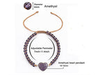 Women Boho Wrap Bracelet,Handmade Natural Stone Crystal Emperor Beads Heart Bracelet, Fashion Bohemian Jewelry Gift for Women - color: Purple Heart Stone
