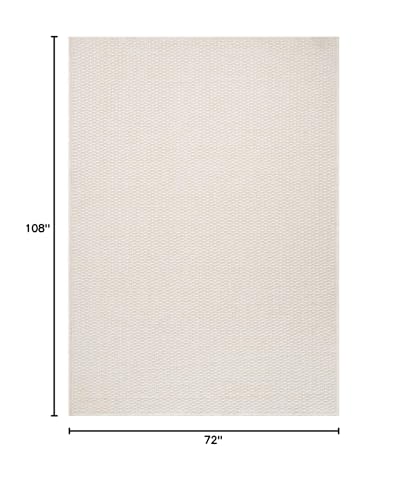 Easy Jute Rug 6x9 Indoor Outdoor Natural Rugs Solid Fiber Rug Woven Area Rug Boho Easy Clean Inside Carpet for Living Room Bedroom Dining Room Hallway or Outdoor Patio Porch (6 X 9 Bone) - color: Bone/White, size: 6' x 9' (Rectangular)