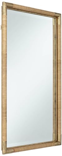 Uttermost Kampar Antiqued Gold and Rattan 23" x 36" Vanity Mirror