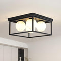 Flush Mount Ceiling Light, 12.6” Close to Ceiling Light Fixtures with Globe Glass Shade, 4-Light Black Ceiling Light Fixture for Bedroom Kitchen Hallway Living Room Dining Room Entryway - color: 4 Light Black