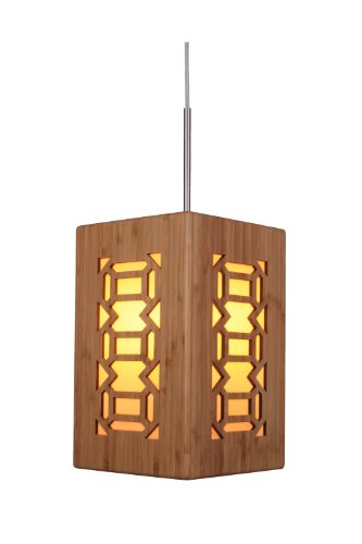 Woodbridge Lighting 14023STNWL-W3A2BB Light House Bamboo Pendant, Satin Nickel, Satin Nickel - color: Satin Nickel hardware, size: Large