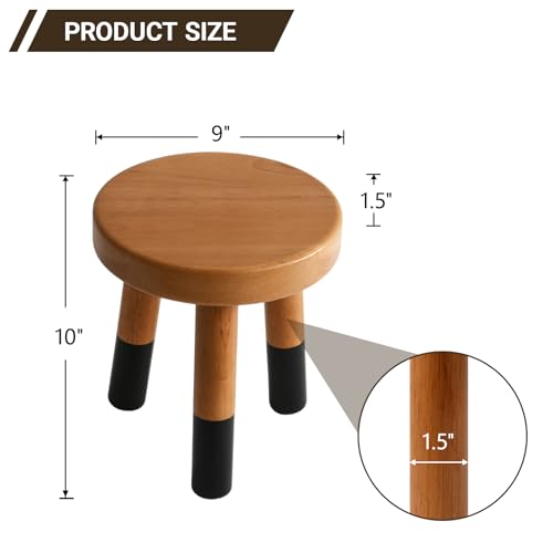 Rubber Wood 9" Round Plant Stand |Dip Dyed Black Stool, Wood Riser |Milking Stool (10" H) - color: 10" Tall Black