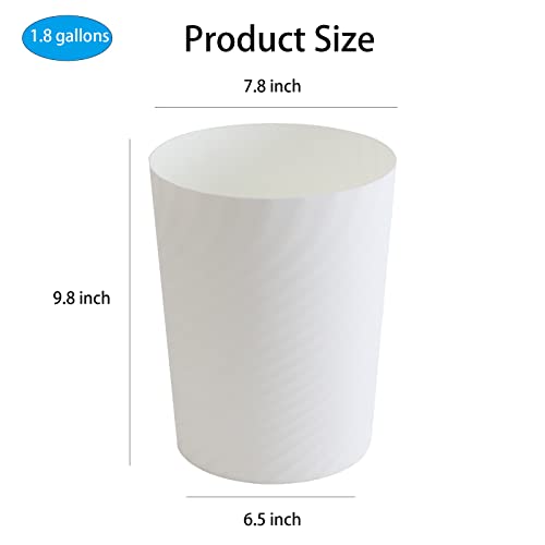 UUJOLY Plastic Small Trash Can Wastebasket, Garbage Container Basket for Bathrooms, Laundry Room, Kitchens, Offices, Kids Rooms, Dorms, 1.8 Gallon, White, 3 Pack - color: White, size: 1.8 Gallon/3 Pack