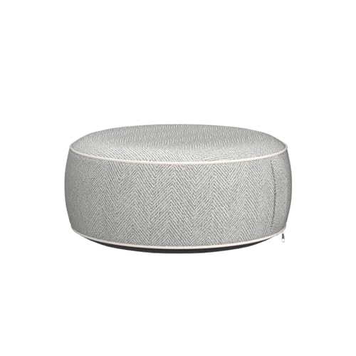 Inflatable Pouf Ottoman, 21x10 Inches Stuffed Chenille Ottoman with Inflatable PVC Liner, Foot Rest with Portable Handle, Round Floor Pillow for Living Room, Bedroom, Kids Room - color: Grey