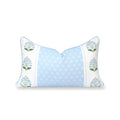 Hofdeco Premium Grandmillennial Coastal Hampton Patio Indoor Outdoor Lumbar Pillow Cover Only, 12"x20" Water Repellent for Backyard, Couch, Poolside, Blue Green Block Print Striped Lily of the Valley - color: Baby Blue Green Block Print Striped Lily of th