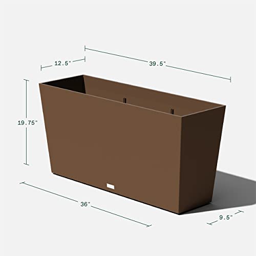 Veradek Midori Long Trough Planter (Espresso, 39 inch - 2 Pack with 2 Saucer Trays) - color: Espresso, size: 39 inch - 2 pack with saucers