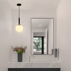 DIRYZON Modern Globe Pendant Lighting for Kitchen Island Black Hanging Ceiling Light Dining Pendant Chandelier Fixture with 7.9 Inches Milky White Frosted Lampshade - color: Black, size: 8 Inch-Hardwired