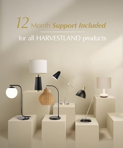 HarvestLand Midnight Sphere 20” Bedside Lamp – Globe Table Lamp & Modern Table Lamps for Living Room, Nightstand Lamp, Side Table Lamp for Bedroom & Office, Marble Base Glass Shade - style: Midnight Sphere 20” Globe