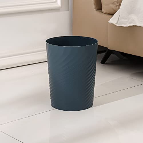 UUJOLY Plastic Trash Can Wastebasket, Garbage Container Basket for Bathrooms, Kitchens, Offices, Kids Rooms, Bluish Green - color: Dark Blue, size: 1.8 Gallon/1 Pack