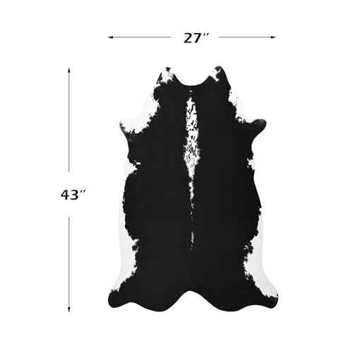 BENRON Small Cowhide Rug Black, Faux Cow Hide Rugs for Entryway Kitchen Hallyway Western Home Decor, Non Slip Cute Rug with Irregular Animal Skins and Hides, 2.3 x 3.6ft - color: Black, size: 2'4" x 3'7" (Irregular)
