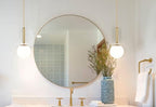 DIRYZON Brass Pendant Lights Kitchen Island Set of 2,Modern Hanging Light Fixture Globe Pendant Lighting with Milk Glass,Adjustable Height - color: Gold, size: 6 Inch-Hardwired-2 Pack