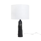 Modern Abstract Sculptural Table Lamp with Drum Shade, Black and White - color: Black