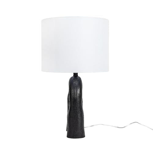 Modern Abstract Sculptural Table Lamp with Drum Shade, Black and White - color: Black