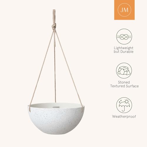 LA Jolie Muse Hanging Planters for Indoor Plants - Flower Pots Outdoor 9.84 inch Garden Planters and Pots,Speckled White Set of 2 - color: Speckled White, size: 9.84 Inch
