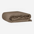 GLORY SEASON 100% Cotton Throw Blanket in Brown Jacqard Weave Fabric with Fringe Soft All Season Cover for Bed Couch and Living Room Sofa,Chair 50x60 Inches - color: Brown