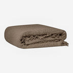 GLORY SEASON 100% Cotton Throw Blanket in Brown Jacqard Weave Fabric with Fringe Soft All Season Cover for Bed Couch and Living Room Sofa,Chair 50x60 Inches - color: Brown