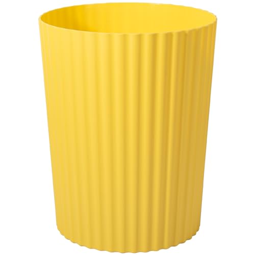 JiatuA Small Trash Can Plastic Wastebasket Round Garbage Container Bin for Bathroom, Kitchen, Bedroom, Home Office, College Dorm, Yellow - color: Yellow, size: 1.8 Gallons