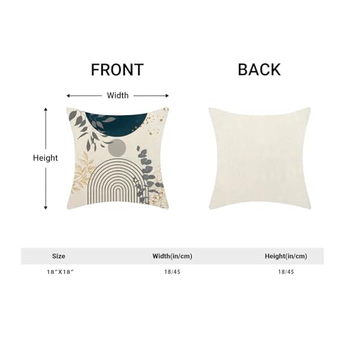 Boho Pillow Covers 18x18 Set of Mid Century Navy Blue Gray Gold Throw Pillow Covers Outdoor Decoration, Abstract Modern Bohemian Leaf Farmhouse Linen Decorative Cushion Cover for Sofa Couch - color: Navy Blue -Mid Century Leaf 2, size: 18" x 18" (Pack of
