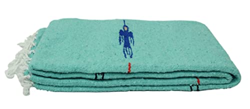 Open Road Goods Mexican Thunderbird Yoga Blanket, Handwoven Throw for Yoga, Meditation, and Home Décor – Versatile Blanket for Beach, Picnic, Camping, or Outdoor Use - color: Mint Green