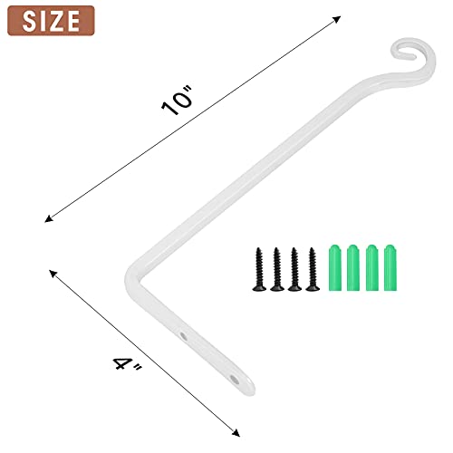 Jardim 2 Pack 10 Inch Premium Decorative Metal Iron Wall Hangers for Home Decor, Indoor Outdoor Plant Bracket Rustic Hanging Gardening Hooks for Planters, Bird Feeders, Lanterns, Wind Chimes (White) - color: White, size: 10 Inch