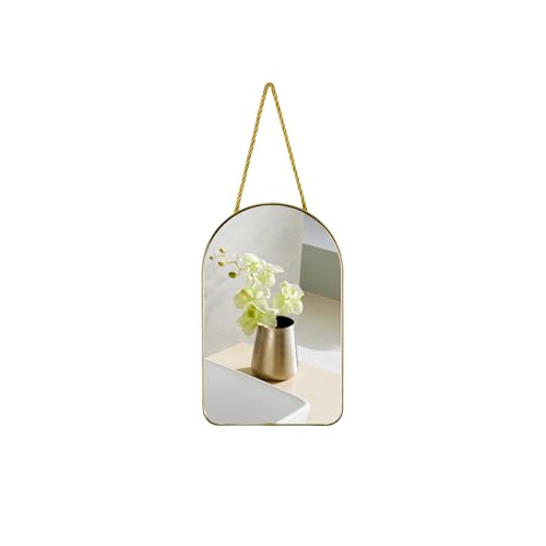 Arched Wall Mirror with Plastic Frame Arched Bathroom Mirror (Gold, 10.24" L x 6.5" W) - size: 10.2"L x 6.5"W