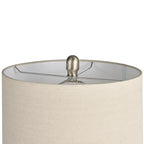 Nourison Home 22" White Glossy Ceramic Table Lamp with Oatmeal Linen Shade for Modern Farmhouse, Bedside Lamp, Living Room Lamp, Small Accent Lamp for Dining Room - color: White