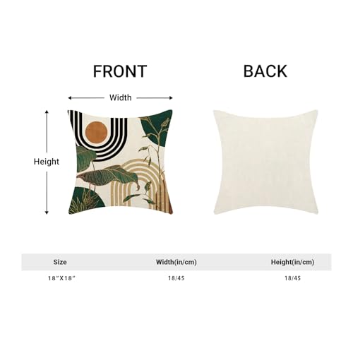 Boho Pillow Covers 18x18 Set of Mid Century Green Black Beige Tropical Leaf Aesthetic Throw Pillow Covers Outdoor Decor,Abstract Modern Bohemian Farmhouse Decorative Cushion Cover for Home Sofa - color: Mid Century-tropical Leaf, size: 18" x 18" (Pack of