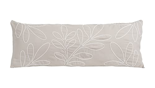 Sweet Jojo Designs Boho Botanical Leaf Body Pillow Case Cover (Pillow Not Included) - Gender Neutral Ivory Cream Beige Tan Off White Taupe Linen Woodland Farmhouse Floral Leaves Bohemian Garden - color: Linen Leaf