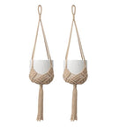 2 Pack Macrame Hanging Planters with Patterns - Stylish Plant Hangers Crochet Boho Plant Holder Hanging Plant Basket for Up to 6 Inch Pots(Caramel) - color: Caramel