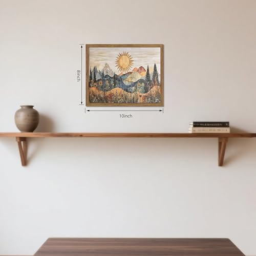 Framed Boho Sun Canvas Wall Art, Modern Abstract Mountain Landscape Painting, Southwestern Sun Poster Picture Print, Boho Floral Aesthetic Wall Decor for Bedroom Home Office 8x10 inch - color: Mountain Scenery, size: 10"L x 8"W