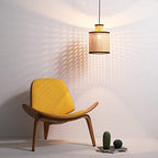 Nakuv - Modern Bohemian Mini Pendant with 2 Tier PVC Rattan Shade and Velvet Stiched Rim for Foyer, Kitchen Living Room, Bedroom, Beige - color: Nakuv - Mini