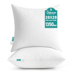 Oubonun 28 x 28 Throw Pillow Inserts - Soft, Plush & Decorative Down Alternative Pillows for Couch Sofa Bed, Machine Washable - White, Pack of 2 - size: 28x28 Inch (Pack of 2)